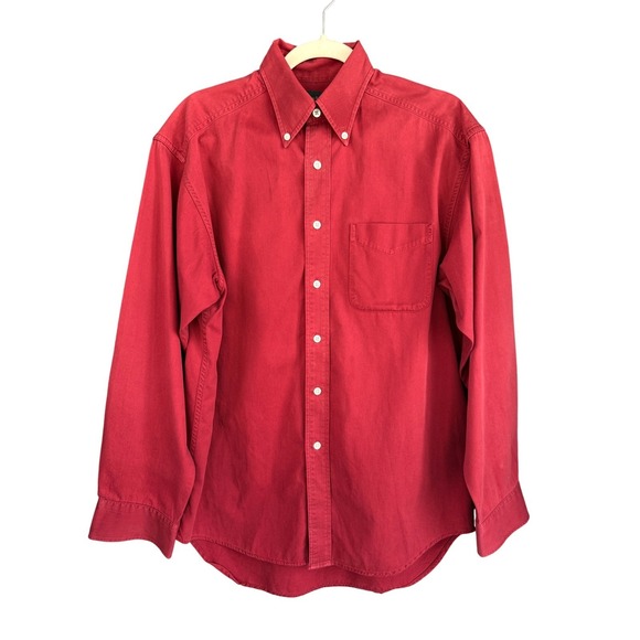90s VTG Banana Republic Mens Button Down Shirt Red Long Sleeve Casual Cotton - Picture 1 of 3